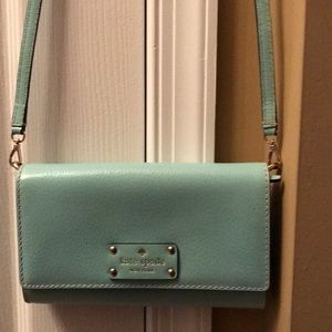 Kate Spade crossbody in a light teal.